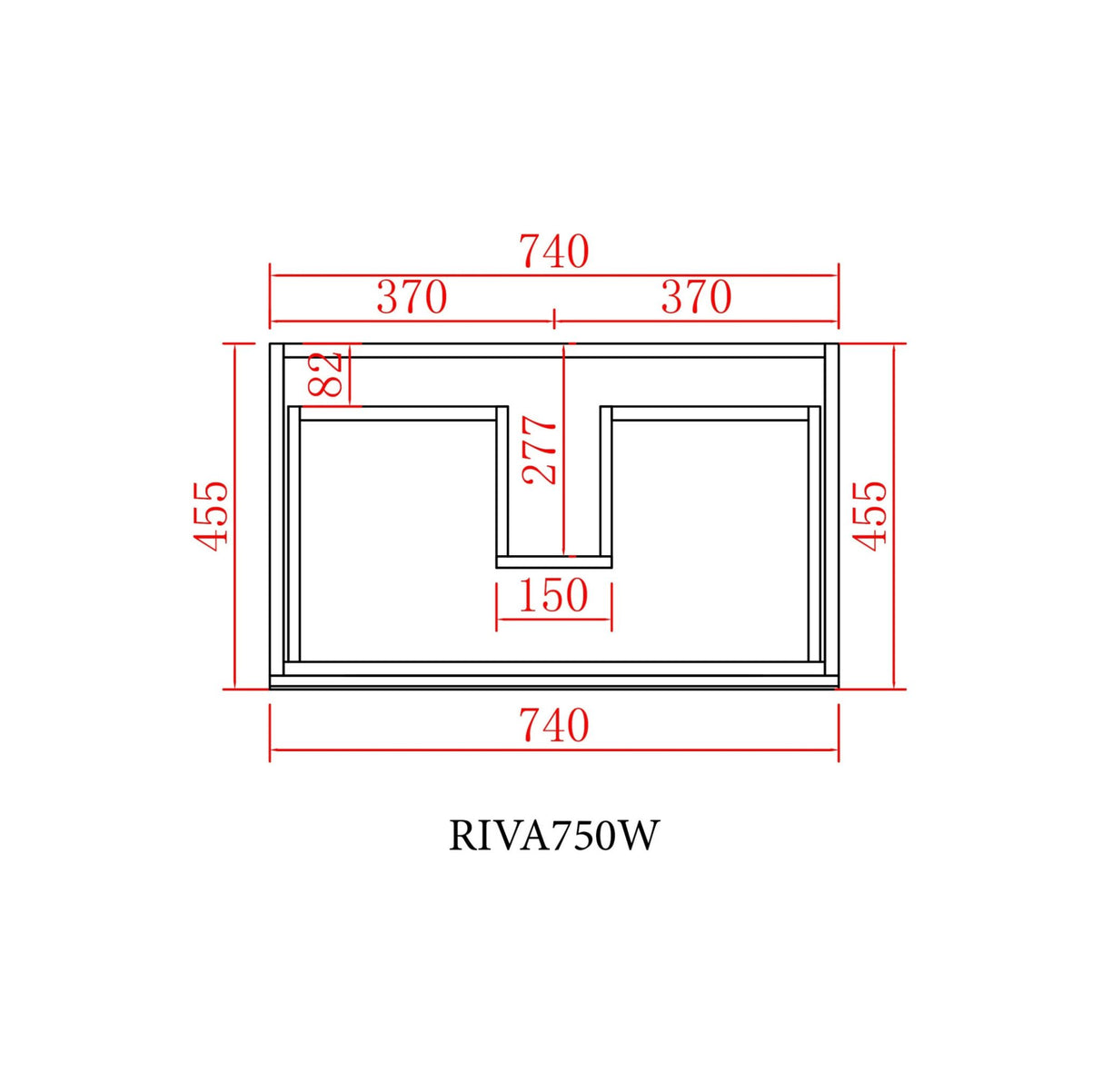 Riva 750mm White Wall Hung Vanity