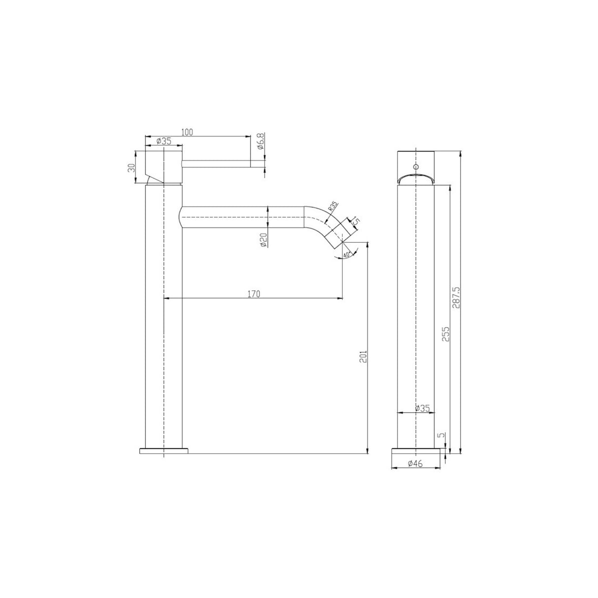 SYDNEY Basin Tall Mixer Chrome