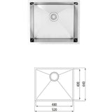 Steel sink drawing with dimension