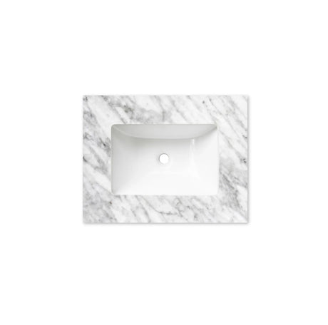 Marble-patterned rectangular sink on a white background