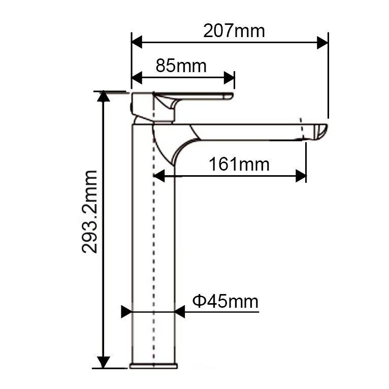 VOG - Brushed Brass Tall Basin Mixer drawing
