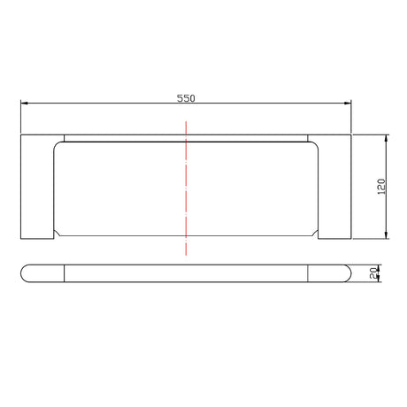 VOG - Brushed Nickel Glass Shelf drawing