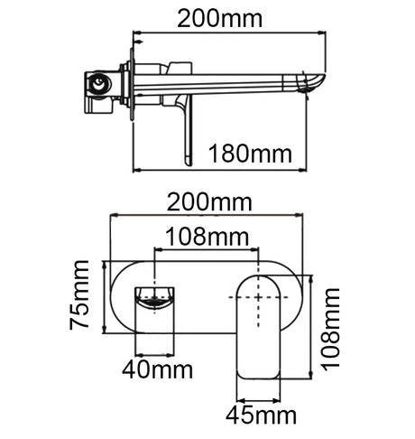 VOG - Brushed Nickel Spout Mixer drawing