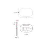Valmont 1400mm Horizontal LED Mirror - Frameless drawing