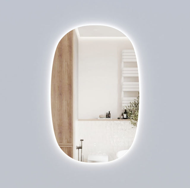 Valmont 580mm Vertical LED Mirror - Frameless in grey background