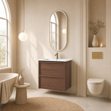 Venetta 600mm Harvest Oak Wall Hung Vanity - Framed