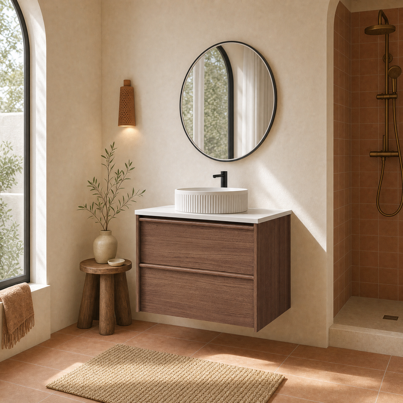 Venetta 900mm Harvest Oak Wall Hung Vanity - Framed