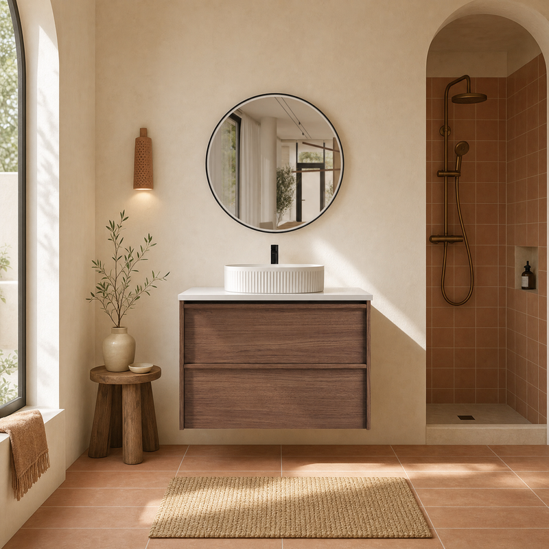 Venetta 900mm Harvest Oak Wall Hung Vanity - Framed