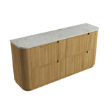 Wooden cabinet with a marble top on a white background