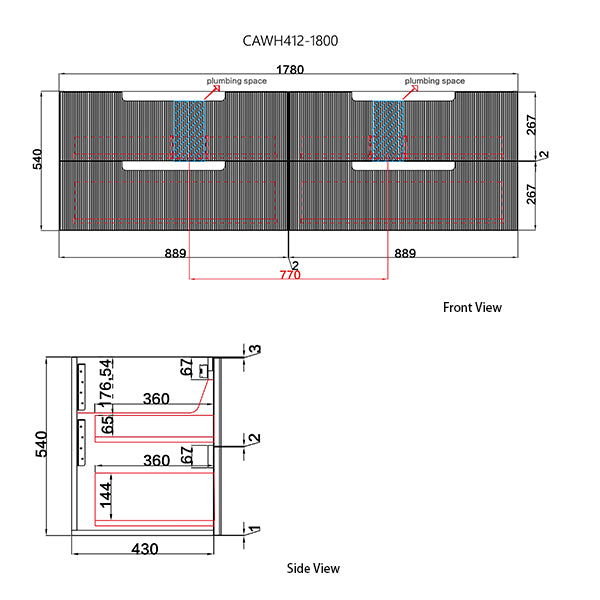 Veronal Wall Hung vanity drawing