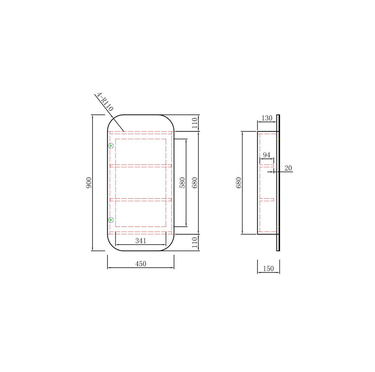 Vienna Harvest Oak Shaving Cabinet drawing