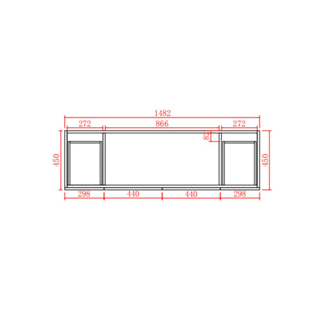 Technical drawing of a window with dimensions labeled