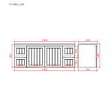 Technical drawing of a building facade with dimensions