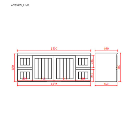 Technical drawing of a building facade with dimensions