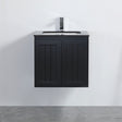 Black wall-mounted cabinet with a sink on a white background