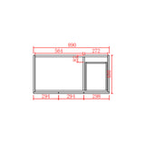 Technical drawing of a window with dimensions labeled