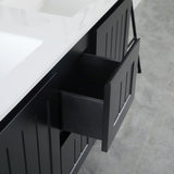 Black drawer with white countertop in a bathroom setting