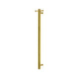 Round Vertical Brushed Brass Electric Heated Towel Rack – Single Bar