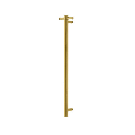 Round Vertical Brushed Brass Electric Heated Towel Rack – Single Bar