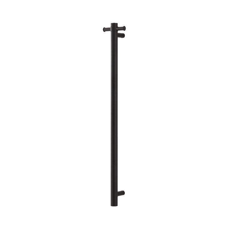 Round Vertical Matt Black Electric Heated Towel Rack – Single Bar