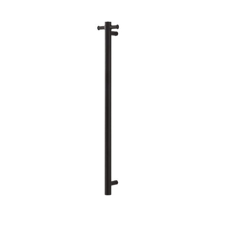 Round Vertical Matt Black Electric Heated Towel Rack – Single Bar