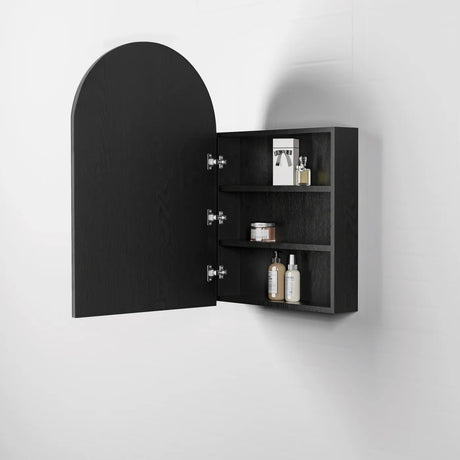 open Archie Shaving Cabinet 900mm - Black Oak side view