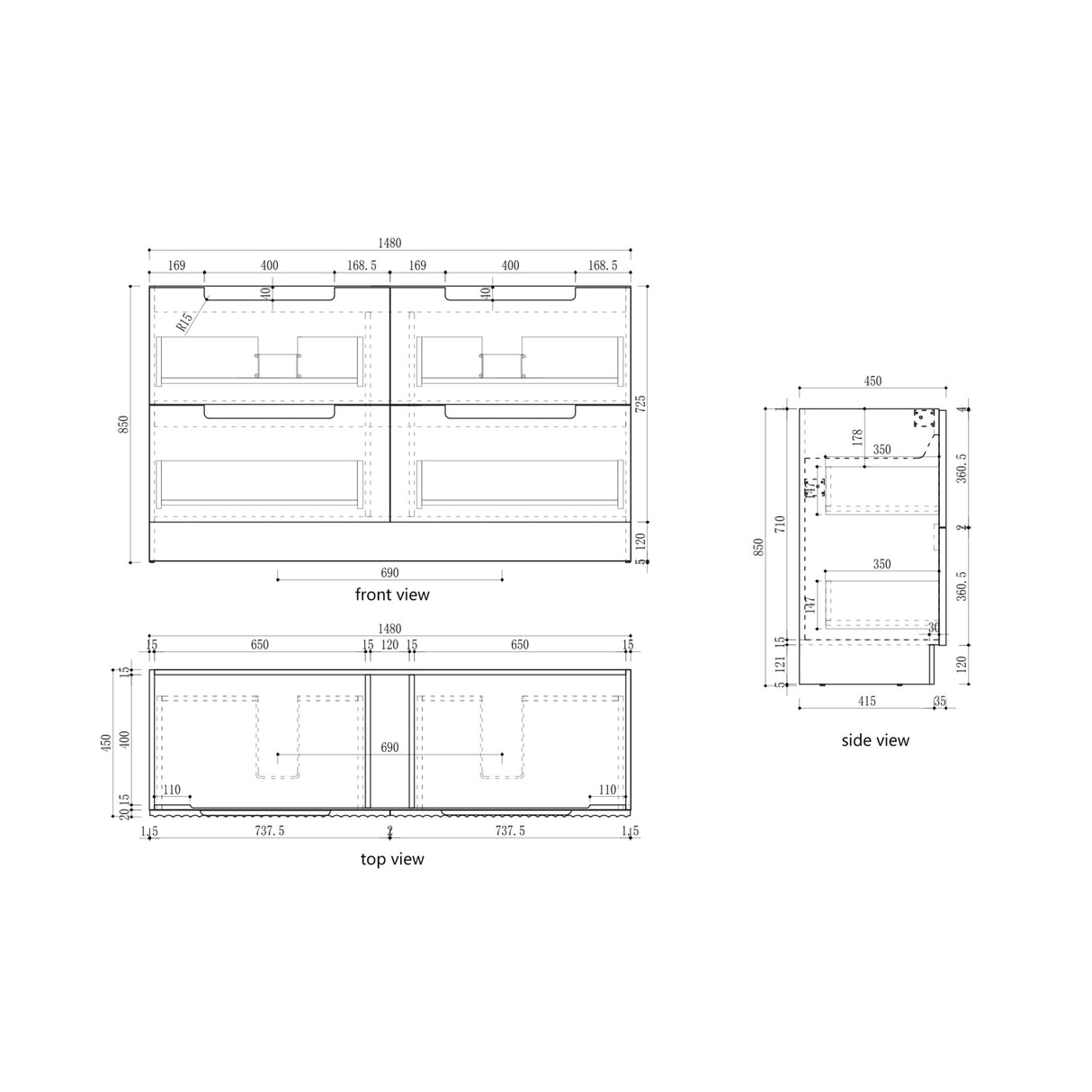 Lovina 1500mm Harvest Oak Floor Standing Vanity drawing