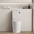 White toilet in a bathroom setting with a neutral color scheme