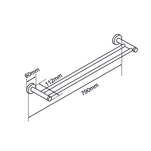 LUCID PIN - Brused Brass Cuttable Double Towel Rail