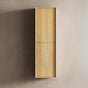 Wooden cabinet on a beige wall