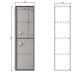 Dimensions of recatangle cabinet with measurements in millimeters on a white background