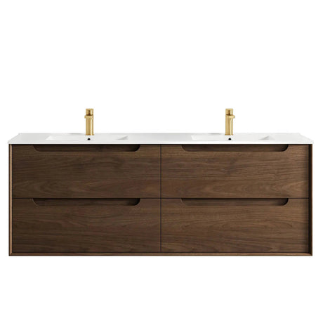byron 1500mm sable walnut wall hung vanity with slimline ceramic top
