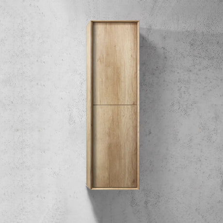 Wooden cabinet on a concrete wall