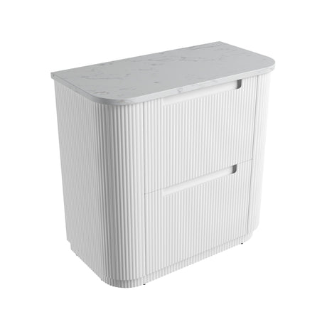 Curva 900mm Matte White Floor Standing Vanity - Curve Fluted