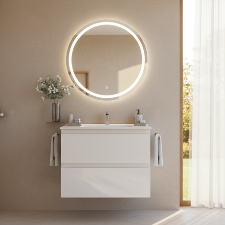 bathroom with ceto revive 900mm white wall hung vanity
