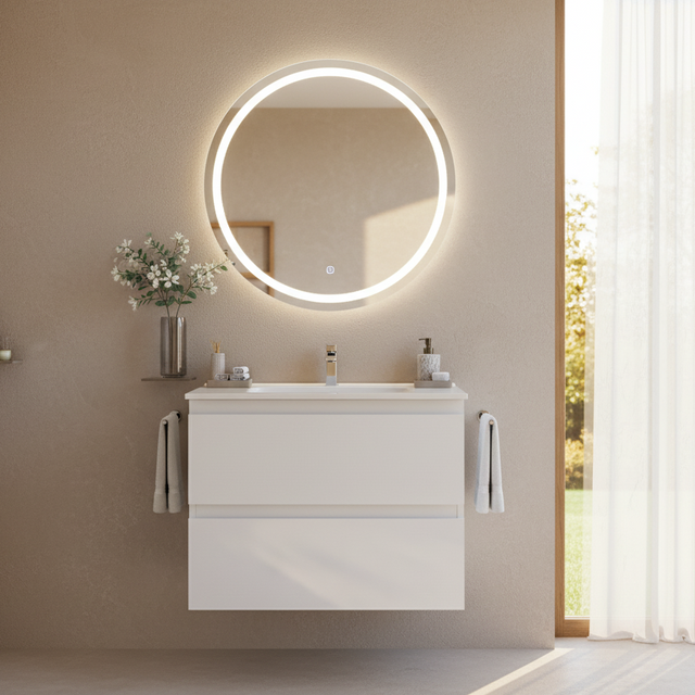 bathroom with ceto revive 900mm white wall hung vanity
