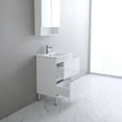 side view free standing white revive vanity 600mm