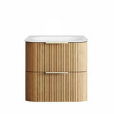 Wooden cabinet with white top on a white background
