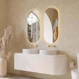 Cove 1200mm Matte White Wall Hung Vanity - Curve Fluted