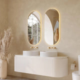 Cove 1800mm Matte White Wall Hung Vanity - Curve Fluted