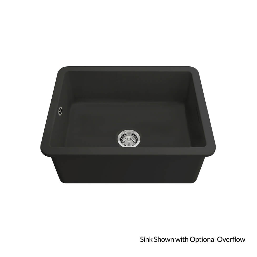 Black kitchen sink on a white background