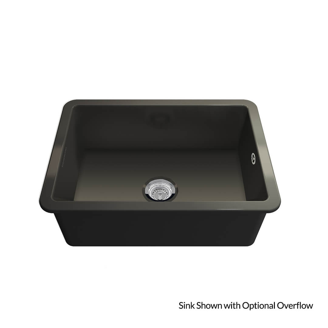 Black kitchen sink on a white background
