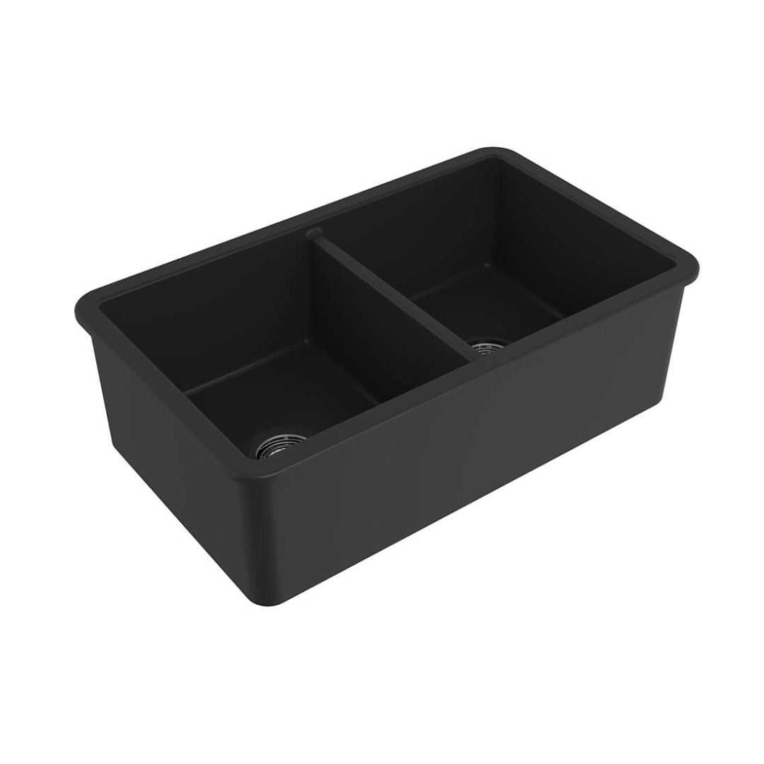 Cuisine 85 x 46 Matte Black Double Inset / Undermount Fine Fireclay Sink