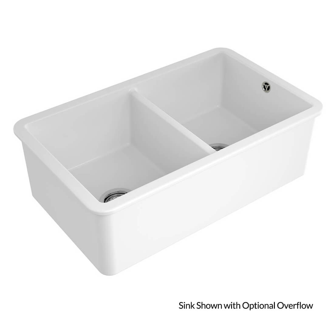 Cuisine 85 x 46 Gloss White Double Inset / Undermount Fine Fireclay Sink