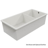 White double-basin kitchen sink on a white background