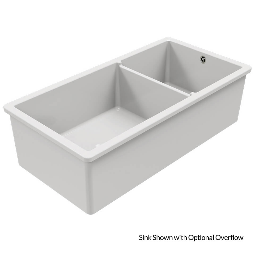 Gray double basin sink on a white background