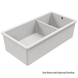 Gray double basin sink on a white background