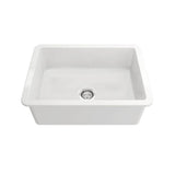 White ceramic kitchen sink on a white background