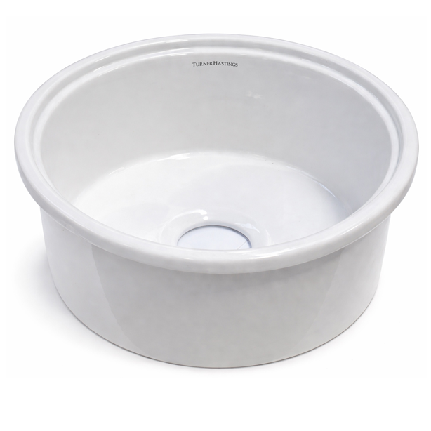 White round sink on a white background
