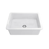 White ceramic kitchen sink on a white background